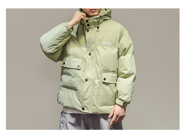 IVORY SWAGGER WOSHIHEC MULTI POCKET STREET CLOTHING HOODED JACKET - boopdo