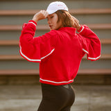 MIP RED TRACK JACKET WITH FRILL SLEEVE DESIGN - boopdo
