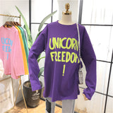 SIMDA UNICORN FREEDOM PRINT LONGLINE SWEATSHIRT - boopdo