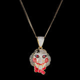 ZOA CHAIN SAW SCARY DOLL MASK GOLD PLATED COPPER NECKLACE - boopdo