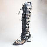 PROVA PERFETTO HUFFO WOFO OPEN TOE KNEE HIGH LEATHER SANDALS - boopdo