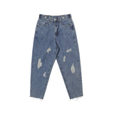 ZOMBRE ZILLA RIPPED DENIM JEAN SWEATPANTS IN NAVY - boopdo