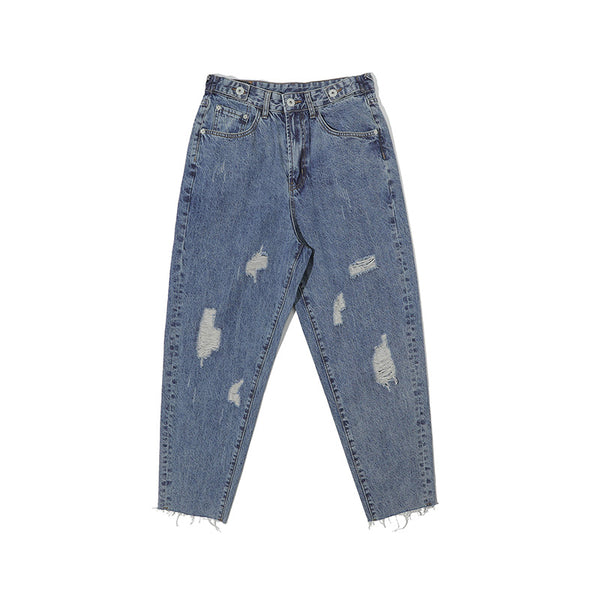 ZOMBRE ZILLA RIPPED DENIM JEAN SWEATPANTS IN NAVY - boopdo