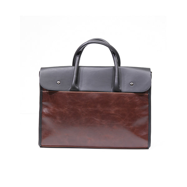 DERRO OZZA FAUX LEATHER BRIEFCASE HANDBAG IN BROWN - boopdo