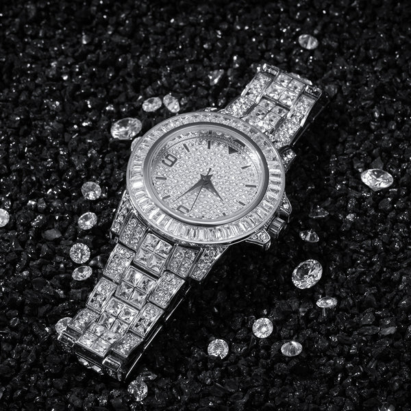 ZICZA SOCIKA LUXURY DIAMOND LARGE DIAL RAPPER WATCH IN GOLD SILVER - boopdo