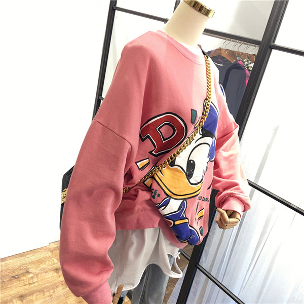 SIMDA RELAXED FIT DONALD DUCK PRINT SWEATSHIRT - boopdo