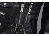 STELLA MARINA COLLEZIONE MOTORCYCLE LEATHER SHORT JACKET IN BLACK - boopdo
