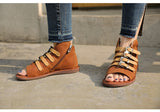 PROVA PERFETTO HUFFO ROMAN OPEN TOE FLAT SOLE LEATHER SANDALS - boopdo