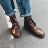 JERSY MARAKITO COOL PUNK FLAT LEATHER ANKLE BOOTS - boopdo