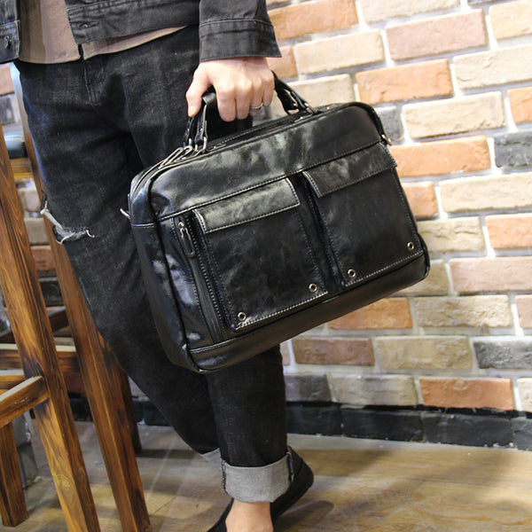 ZEAWOO YOMMO LEATHER BACKPACK IN BLACK - boopdo