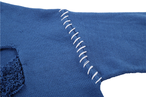 THE PLEXI RIPPED KNITWEAR CREW NECK SWEATER - boopdo