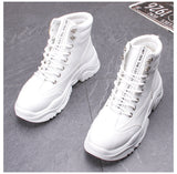 SHEARER MARTIN CHUNKY SOLE HIGH TOP SNEAKER BOOTS IN WHITE - boopdo