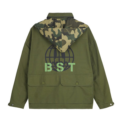 BEASTER OVAVI RETRO DEVIL EMOJI CAMO WINDBREAKER HOODED JACKET - boopdo