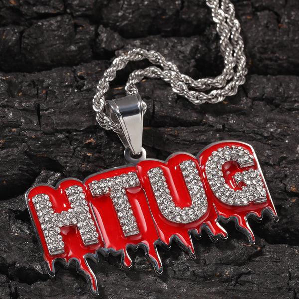 POOYO HTUG STAINLESS STEEL HIPSTER HIP HOP JEWELRY DIAMOND NECKLACE - boopdo
