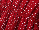 BOOPDO DESIGN RETRO VINTAGE HEART PRINT BOW NECKLINE DRESS IN RED - boopdo