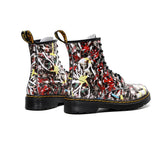 DEOTRA BARROD BRITISH STYLE GRAFFITI LEATHER ANKLE BOOTS - boopdo