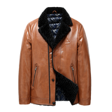 PADIDASE DAMOSON SYNTHETIC LEATHER DOWN JACKET WITH FAUX FUR COLLAR - boopdo
