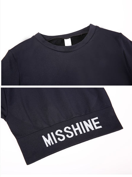 BOOPDO LOLI DESIGN MISSHINE PRINT LONG SLEEVE CROP TOP - boopdo