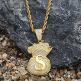 TREVORZA ZIRCON MONEY BAG JEWELRY NECKLACE - boopdo