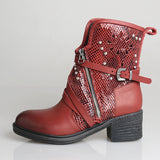 PROVA PERFETTO ELLISA STYLE THICK SOLED LEATHER ANKLE BOOTS WITH RIVET - boopdo