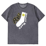 ESSENTIX AIR SUNSHINE SMILEY FACE SOCK ATTACHED BASIC UNISEX T SHIRT - boopdo
