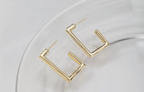 UZL DESIGN GOLD PLATED HOOP EARRINGS IN OPEN SQUARE - boopdo