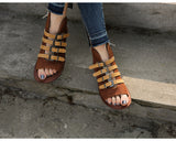 PROVA PERFETTO HUFFO ROMAN OPEN TOE FLAT SOLE LEATHER SANDALS - boopdo