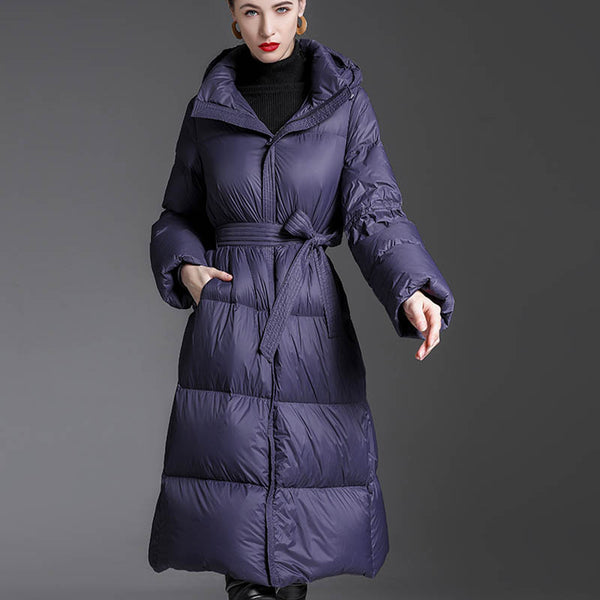 ARTKA KEER URBAN OUTFIT STYLE OVER THE KNEE HOODED DUCK DOWN JACKET - boopdo