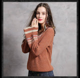 ARTKA ZAYRAN KEER FLARED SLEEVE V NECK SWEATER IN RUST RED - boopdo