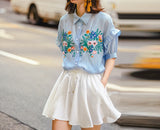 8GIRLS FLORAL EMBROIDERY FRILL DETAIL SHIRT - boopdo