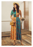 VERRAGE CONTRAST RETRO FLORAL MIDAXI DRESS - boopdo