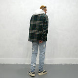 GONZA MANSTA URBAN STYLE PLAID QUILTED OUTDOOR THICK SHIRT - boopdo