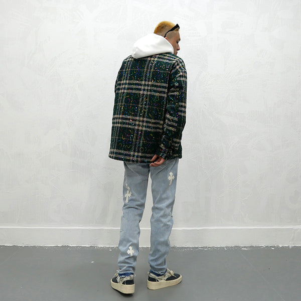 GONZA MANSTA URBAN STYLE PLAID QUILTED OUTDOOR THICK SHIRT - boopdo