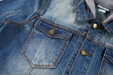 FRENCH TERRY LRG DESTROYED CLASSIC DENIM JACKET WITH HOODIE IN NAVY - boopdo