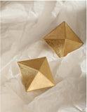 UZL DESIGN TEXTURED LARGE SQUARE EARRINGS IN GOLD PLATED - boopdo