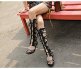 PROVA PERFETTO HUFFO WOFO OPEN TOE KNEE HIGH LEATHER SANDALS - boopdo