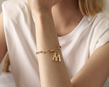 UZL DESIGN CHAIN BRACELET IN GOLD PLATED WITH LETTER M PENDANT - boopdo