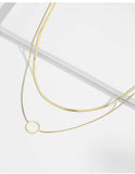 UZL DESIGN GOLD PLATED MULTIROW HOOP NECKLACE WITH FLAT SNAKE CHAIN - boopdo