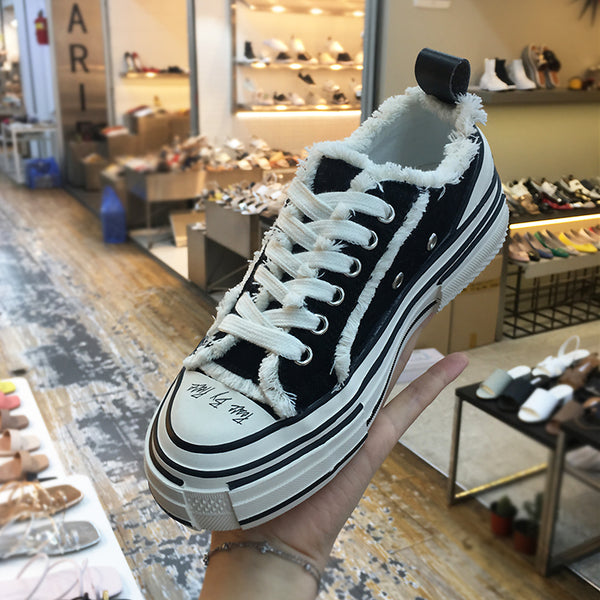 LUXE SEVEN DESIGN RETRO TRAINERS WITH CHUNKY SOLE - boopdo