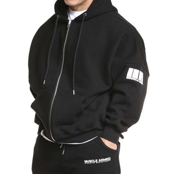 ANDERO PUSHA MUSCLE BROTHERS FULL ZIP CASUAL HOODIE PULLOVER - boopdo