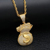 TREVORZA ZIRCON MONEY BAG JEWELRY NECKLACE - boopdo