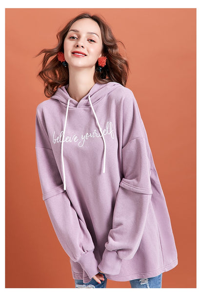 ARTKA LONGLINE PATCHWORK HOODIE IN LILAC - boopdo