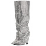 UNIPOLIA LUXURY DESIGN HIGH HEELED OVER THE KNEE BOOTS WITH DIAMOND CRYSTAL - boopdo