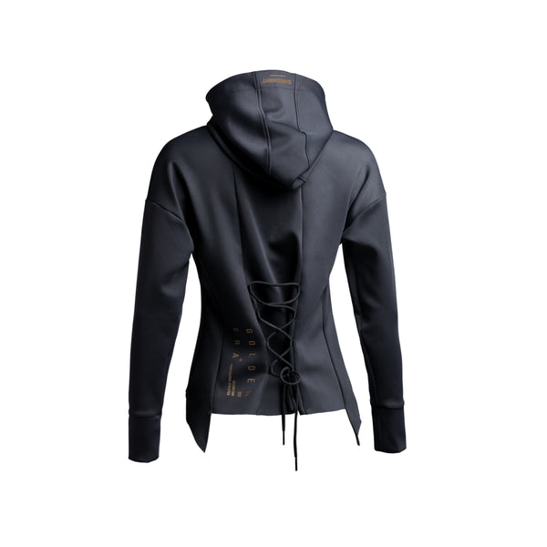 MONSTER GUARDIANS ZIP THROUGH HOODED TRACK JACKET WITH LACE UP DETAIL - boopdo