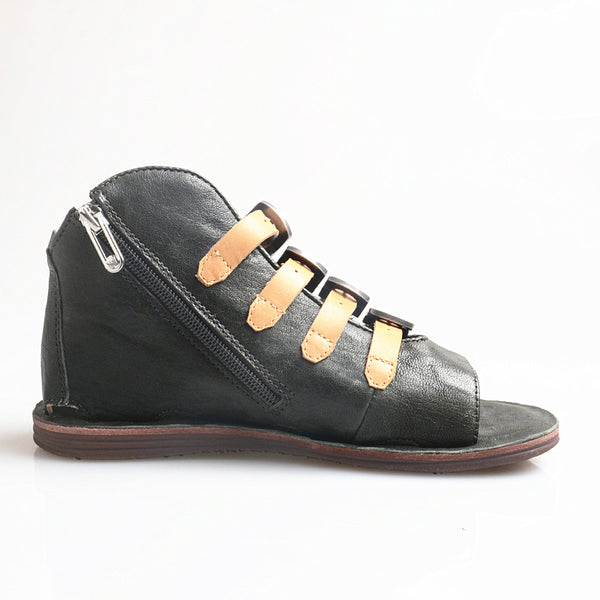 PROVA PERFETTO HUFFO ROMAN OPEN TOE FLAT SOLE LEATHER SANDALS - boopdo
