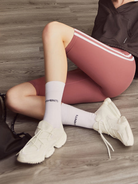 BOOPDO LOLI DESIGN CONTRAST SIDE STRIPE SHORT LEGGINGS - boopdo