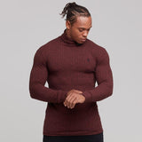 MUSCLE BASIC STYLE FITNESS HIGH NECKED SLIM OUTFIT SWEATER - boopdo