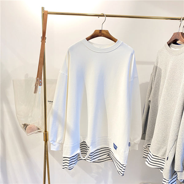 SIMDA DOUBLE LAYER SWEATSHIRT WITH STRIPE HEM - boopdo