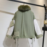 8GIRLS FAUX FUR COLLAR PADDED JACKET IN GREEN - boopdo