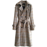 JOE CHAO URBAN BRITISH STYLE OVER THE KNEE PLAID TRENCH COATS - boopdo